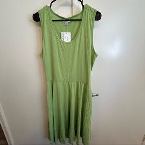 NWT LuLaRoe Green Nikki Dress Sleeveless A-Line Scoop Neck with Pockets Size XL